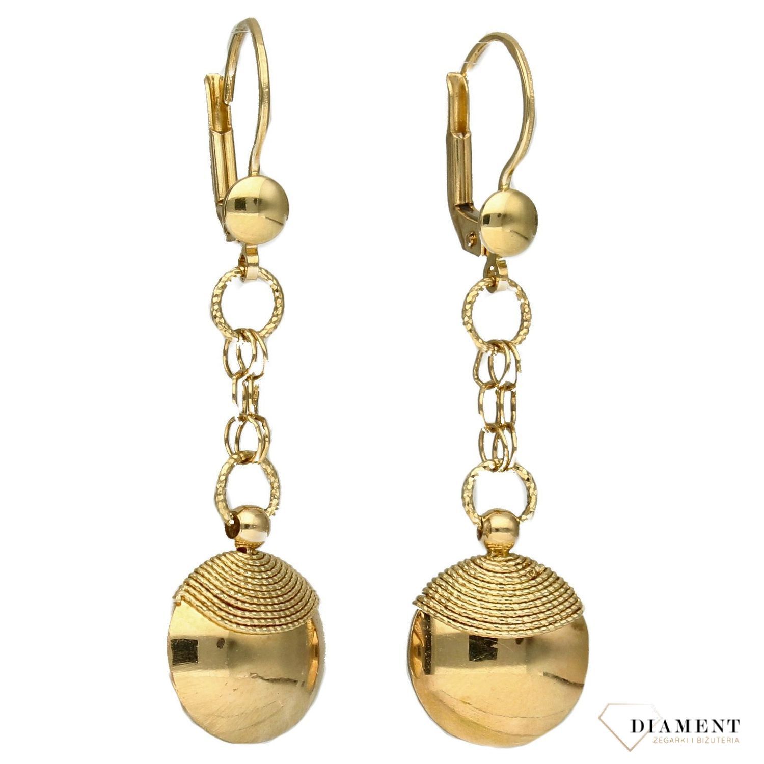 Złote kolczyki 585 wiszące DIA-KLC-1425-585 💎 Złote kolczyki w formie wiszącej łezki, jedna z nich została wykonana z białego złota.jpg