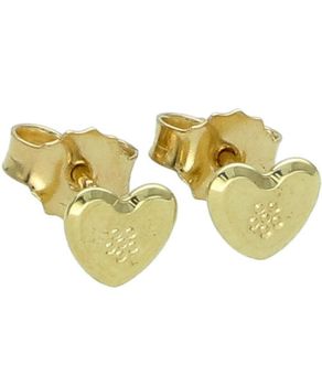 Złote kolczyki serce 375 – gładkie z motywem kwiatka, sztyft Au.jpg