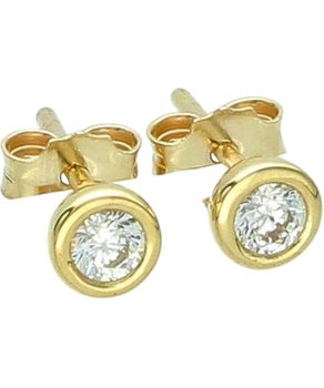 Złote kolczyki z cyrkonią 375 – małe, okrągłe, sztyft Au.jpg