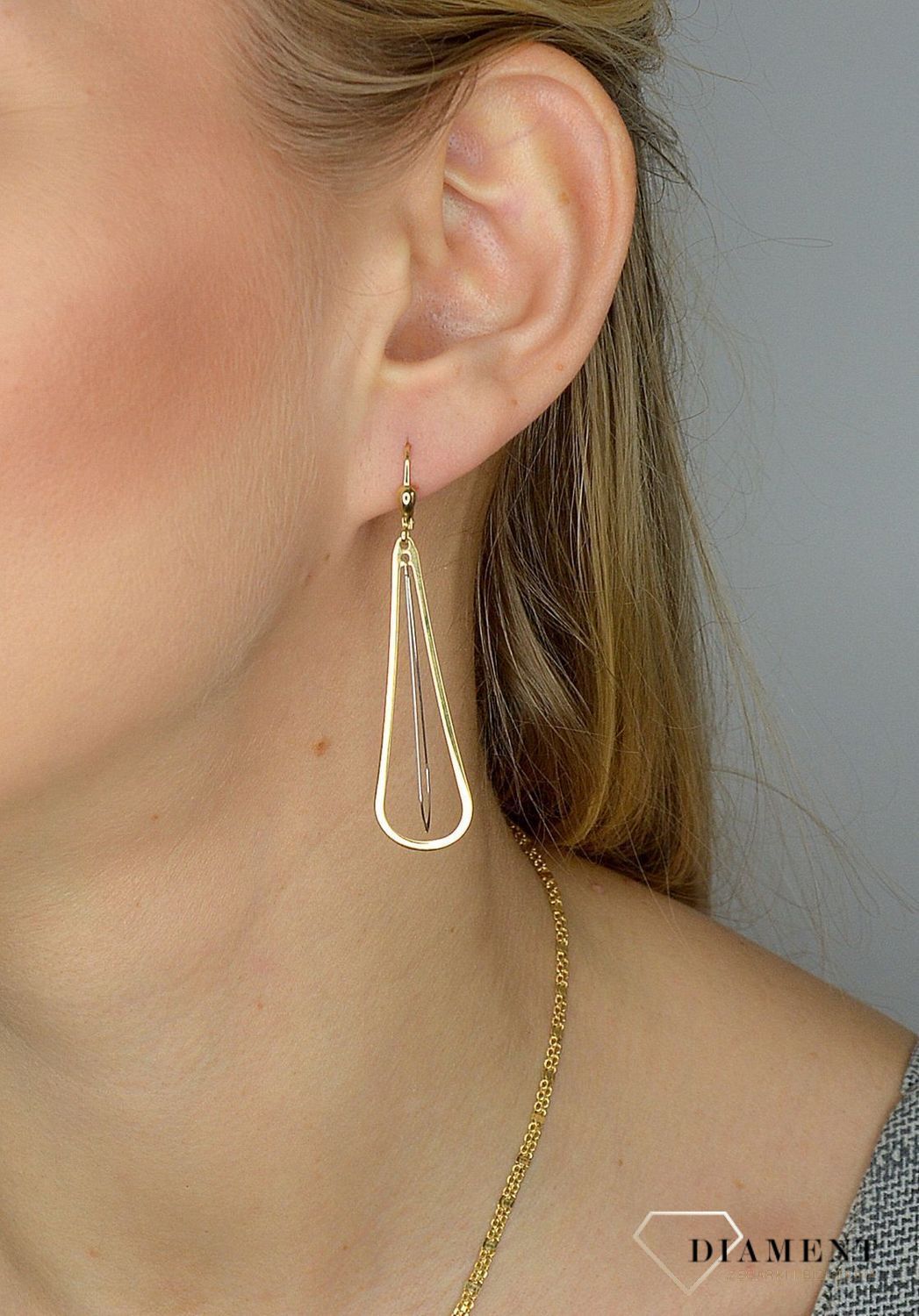 Złote kolczyki wiszące 585 długie łezki DIA-KLC-1427-585.jpg