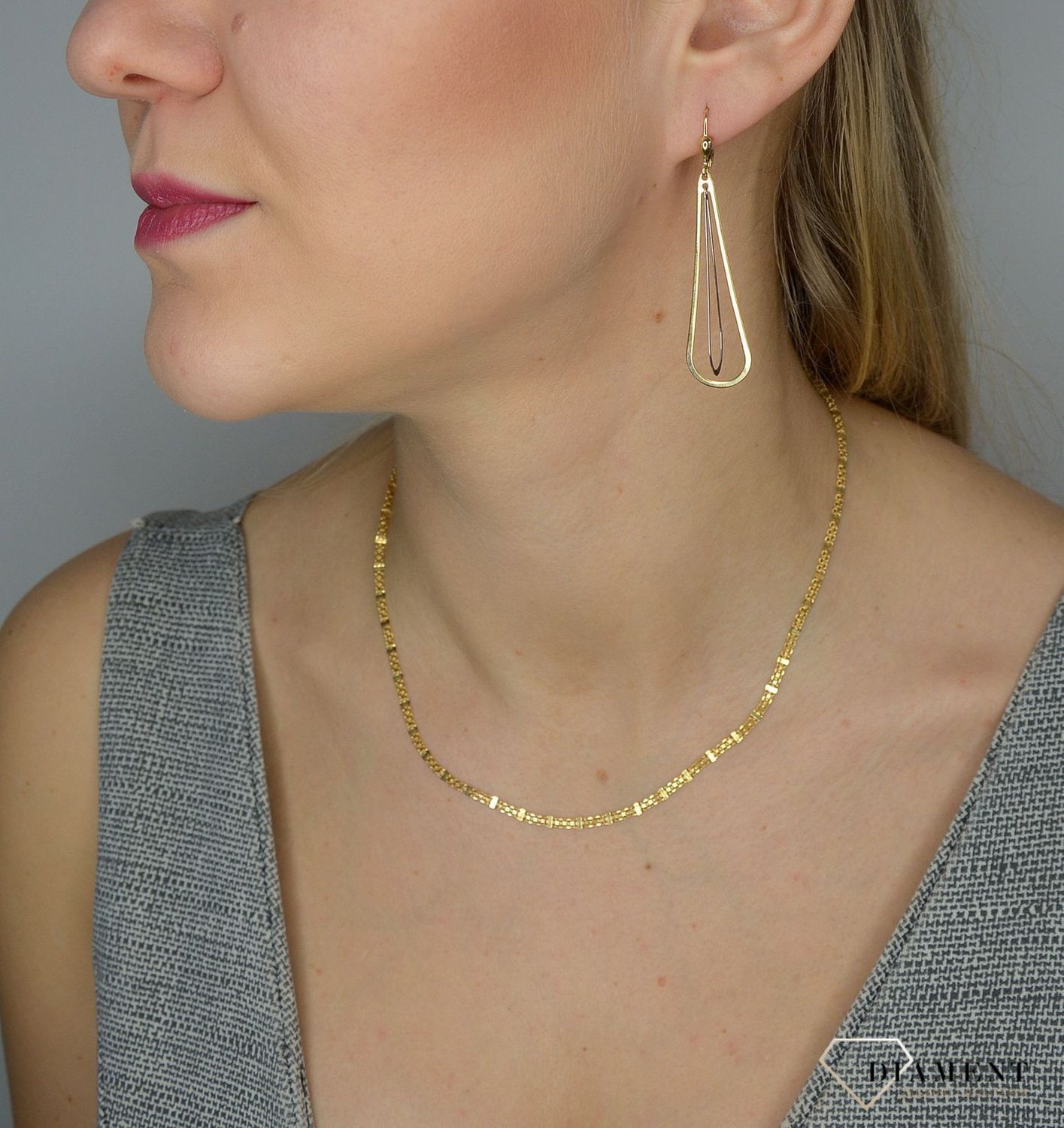 Złote kolczyki wiszące 585 długie łezki DIA-KLC-1427-585.jpg