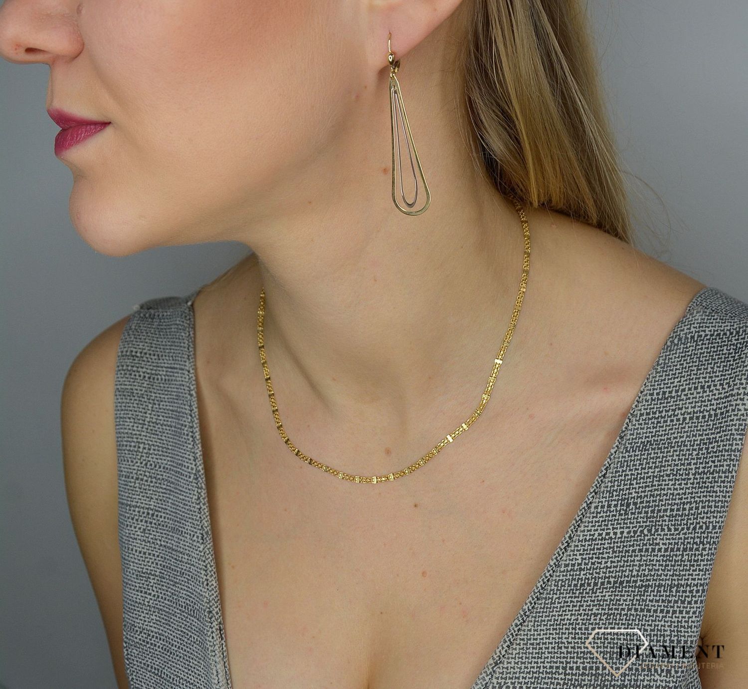 Złote kolczyki wiszące 585 długie łezki DIA-KLC-1427-585.jpg