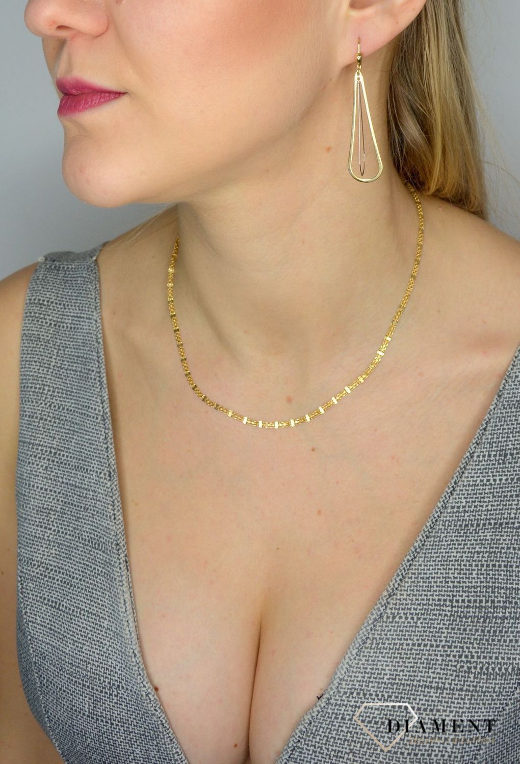 Złote kolczyki wiszące 585 długie łezki DIA-KLC-1427-585.jpg