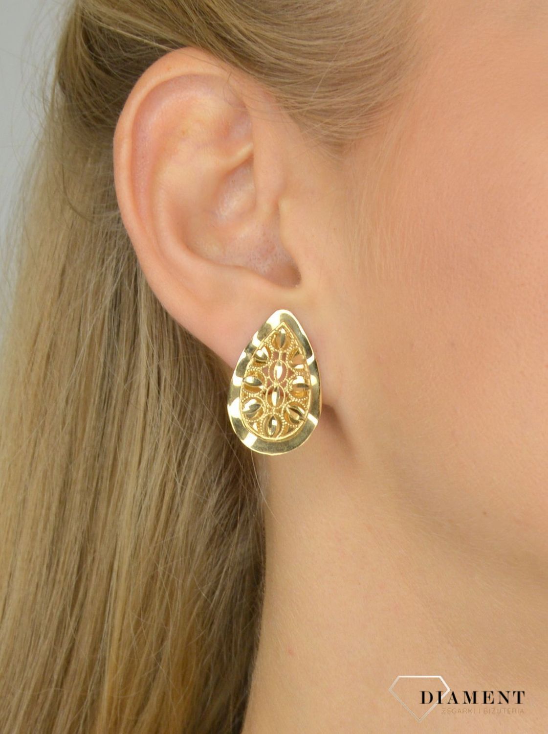 Złote kolczyki 585 ażurowe klipsy DIA-KLC-1428-585.jpg