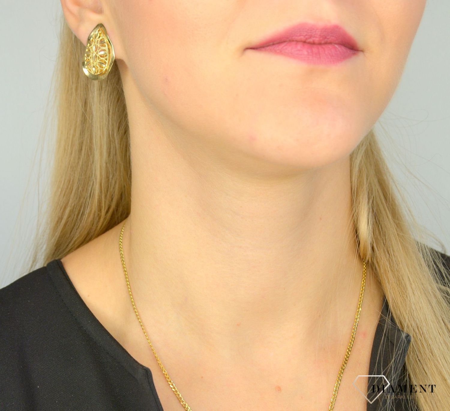 Złote kolczyki 585 ażurowe klipsy DIA-KLC-1428-585.jpg