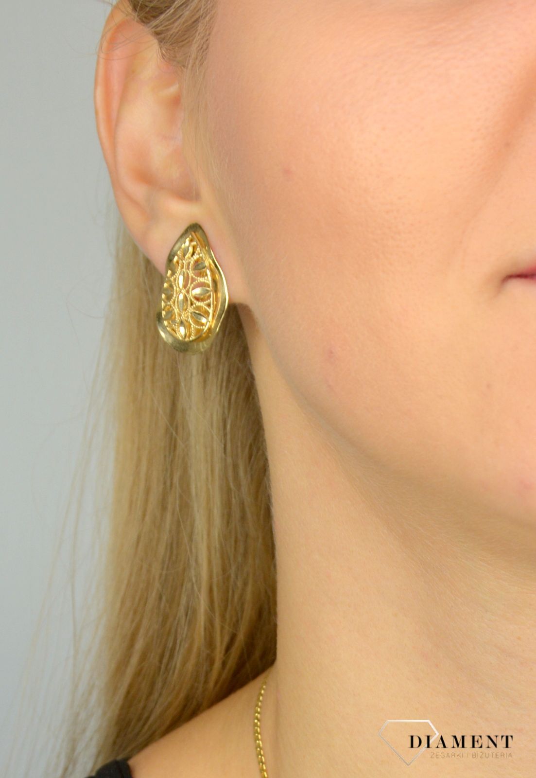Złote kolczyki 585 ażurowe klipsy DIA-KLC-1428-585.jpg