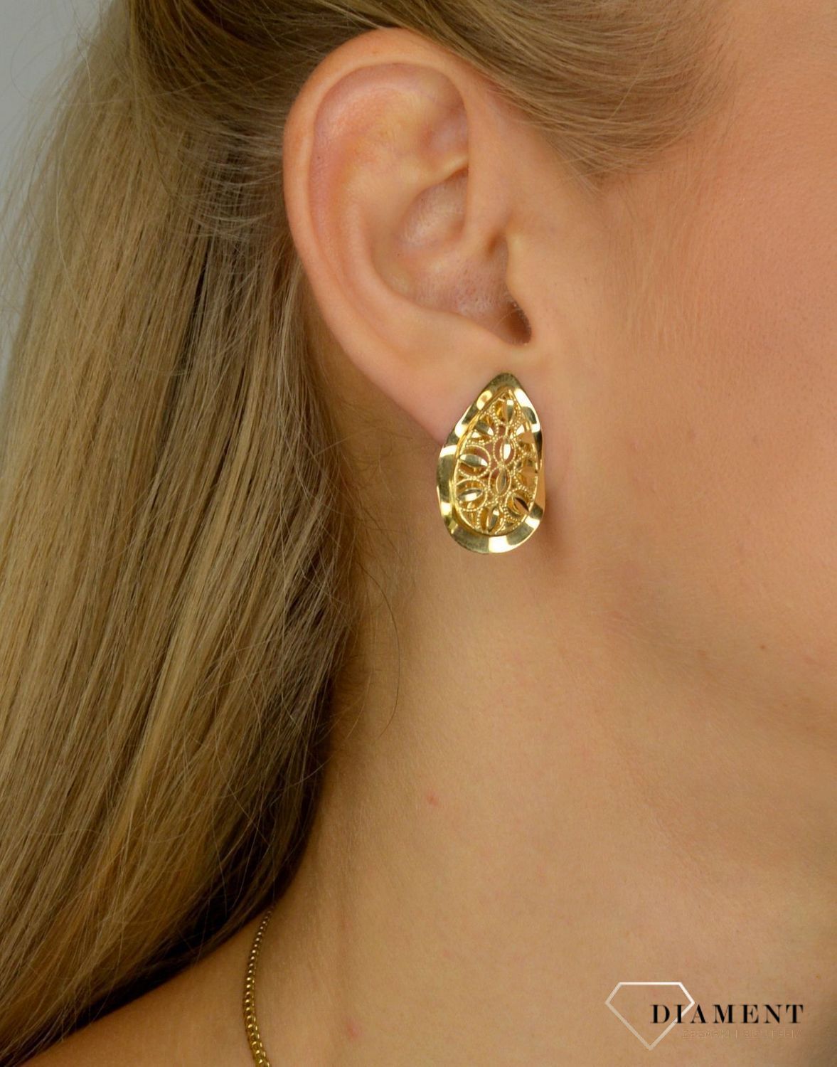 Złote kolczyki 585 ażurowe klipsy DIA-KLC-1428-585.jpg