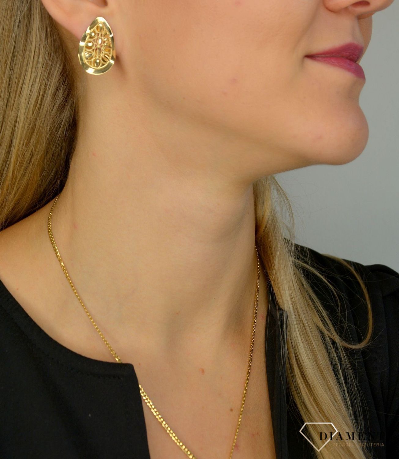 Złote kolczyki 585 ażurowe klipsy DIA-KLC-1428-585.jpg