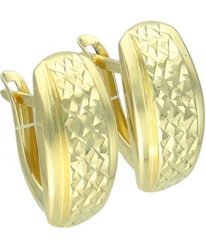 Złote kolczyki 375 diamentowane – angielskie zapięcie 15 mm Au 375.jpg