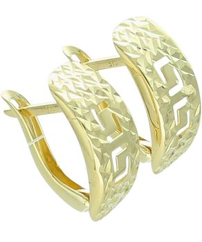 Złote kolczyki 375 diamentowane wzór grecki Au.jpg