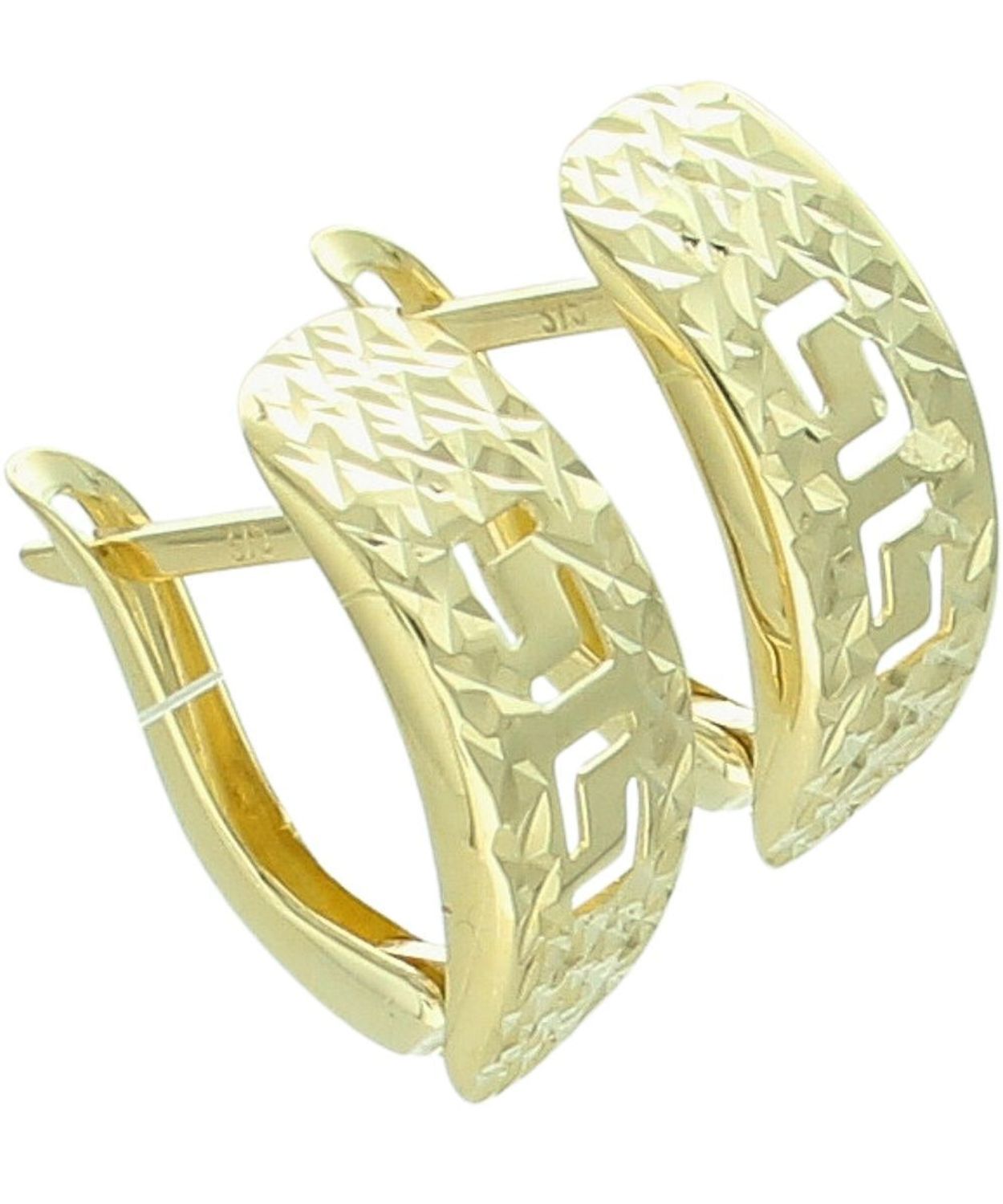 Złote kolczyki 375 diamentowane wzór grecki.jpg