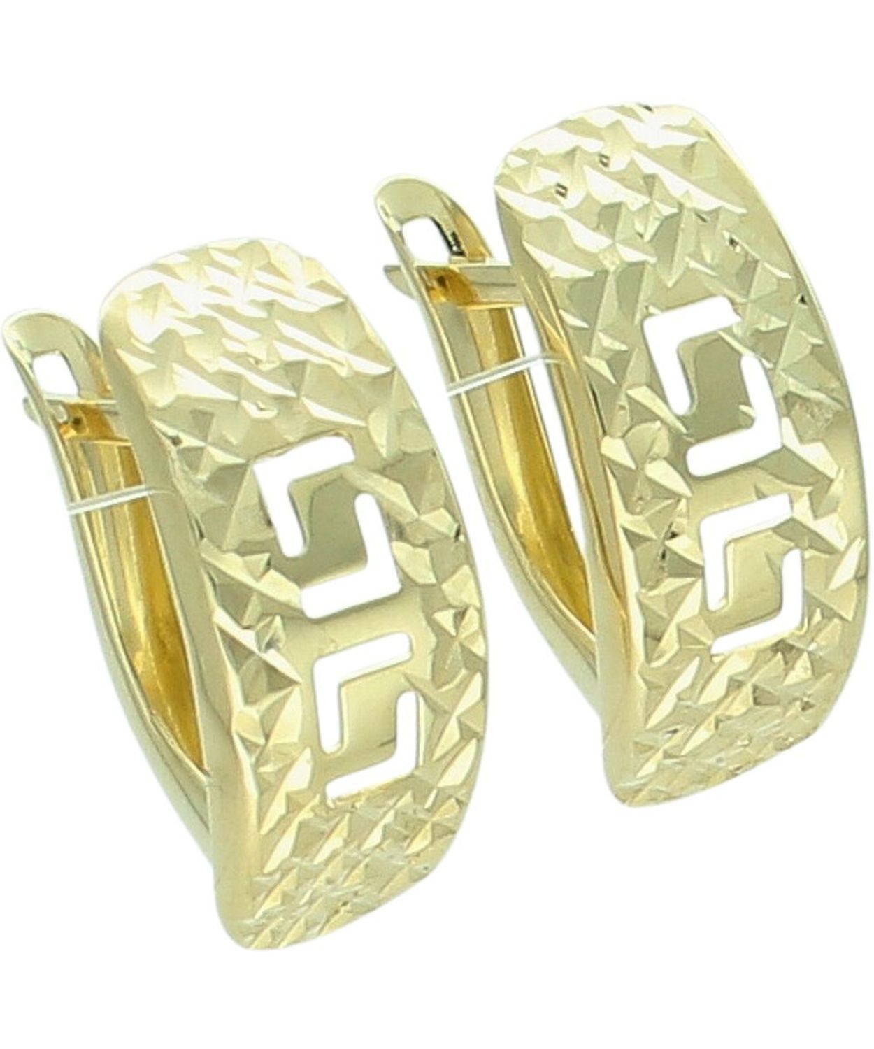 Złote kolczyki 375 diamentowane wzór grecki.jpg