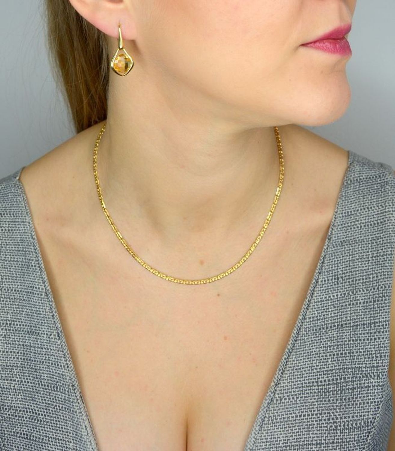 Złote kolczyki wiszące 585 z cytrynem DIA-KLC-1429-585.jpg