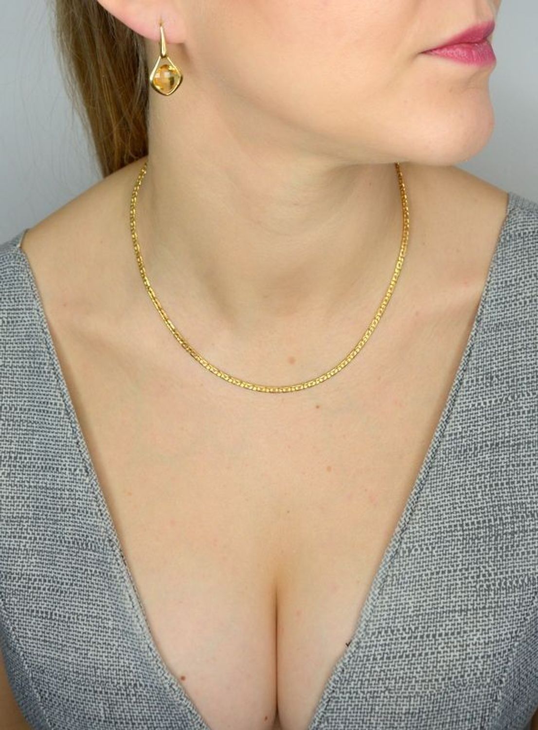 Złote kolczyki wiszące 585 z cytrynem DIA-KLC-1429-585.jpg