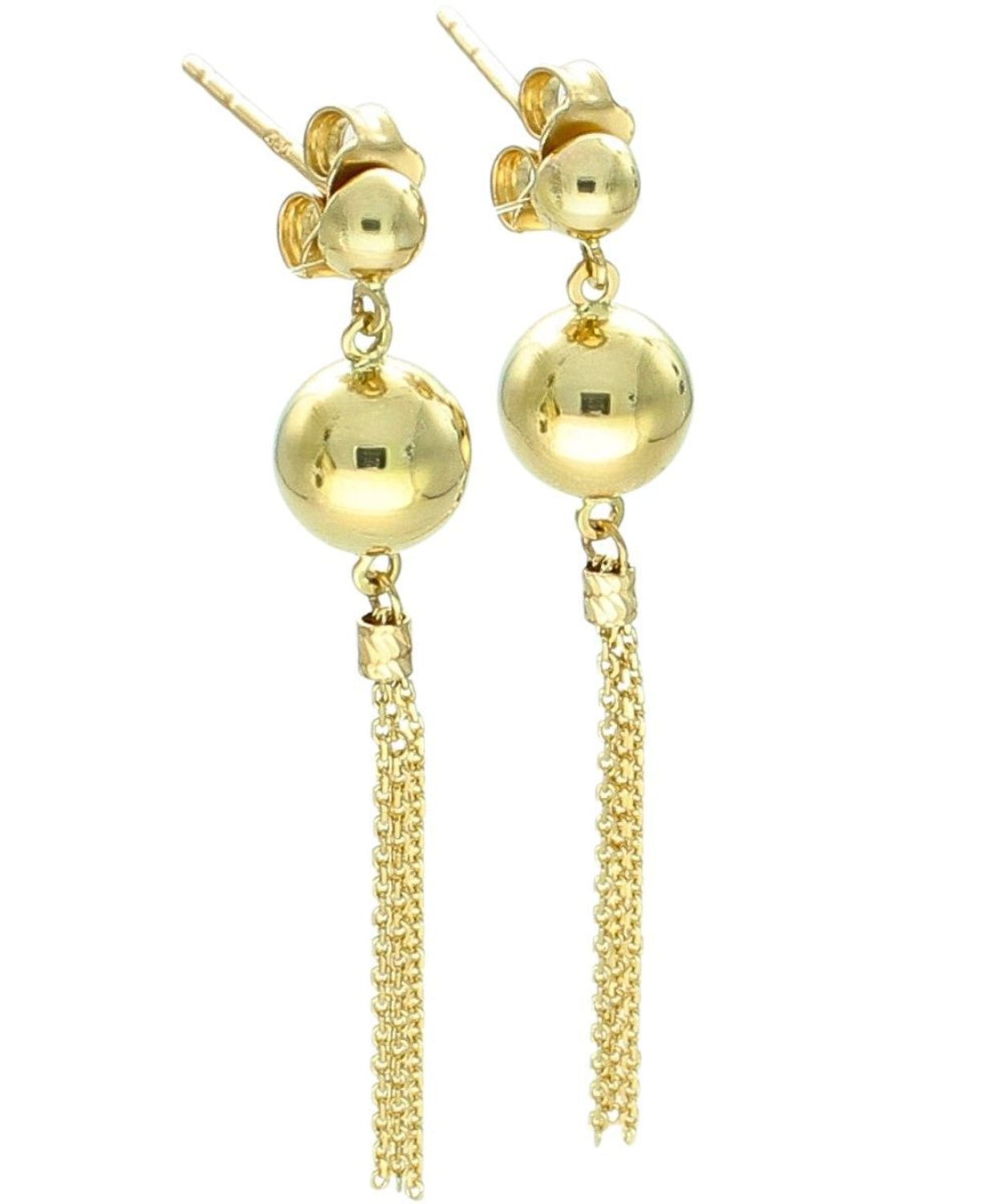 Kolczyki złote kulki z potrójnymi łańcuszkami próby 585 na sztyft DIA-KLC-14305-585.jpg