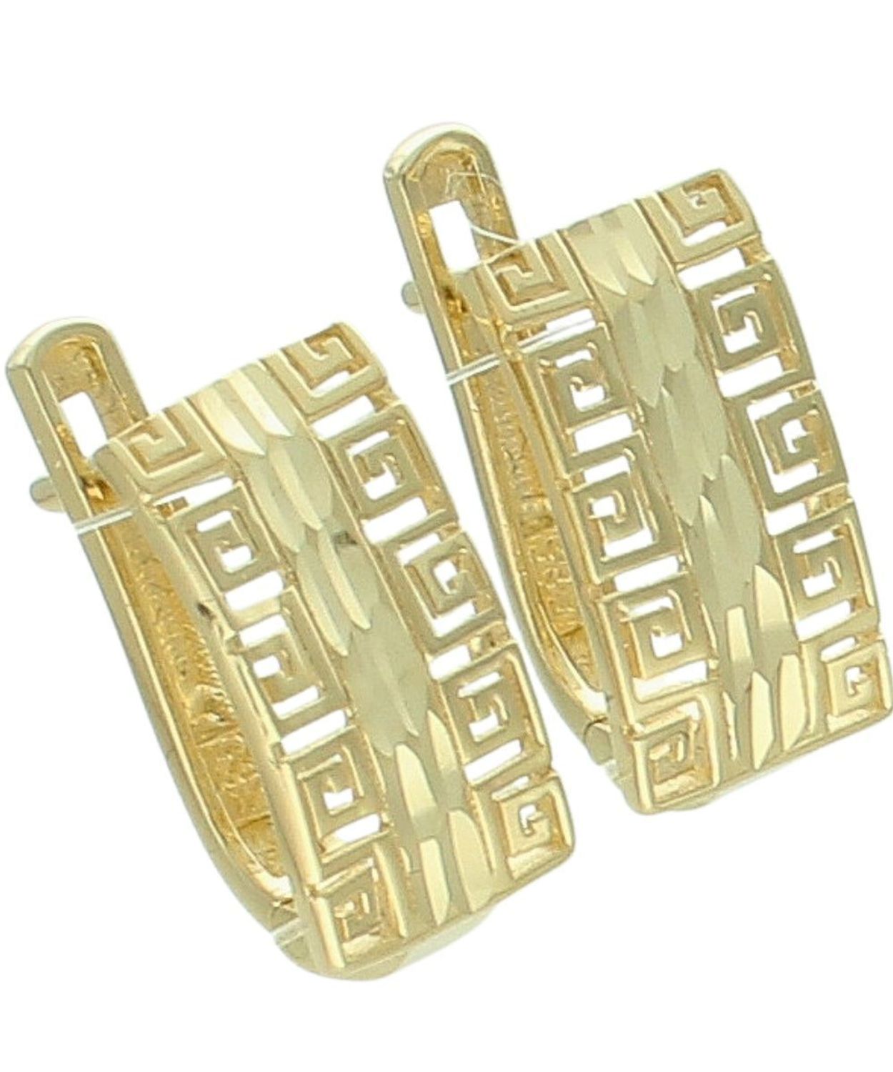 Kolczyki złote próby 585 z motywem drogi greckiej DIA-KLC-14335-585 Au.jpg