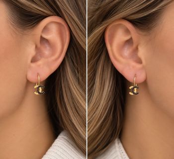 Złote Kolczyki Chanelki z Czarną Cyrkonią 585 na Bigiel (3).jpg