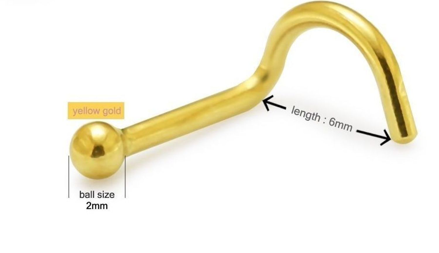 Złoty kolczyk do nosa 585 zakończony gładką kulką DIA-KLC-14KNS023-2MM. Złoty kolczyk do nosa. Kolczyk do nosa z kulką. ZŁoty kolczyk do nosa gładka kulka. Kolczyk złoty próby 585 na prezent..jpg