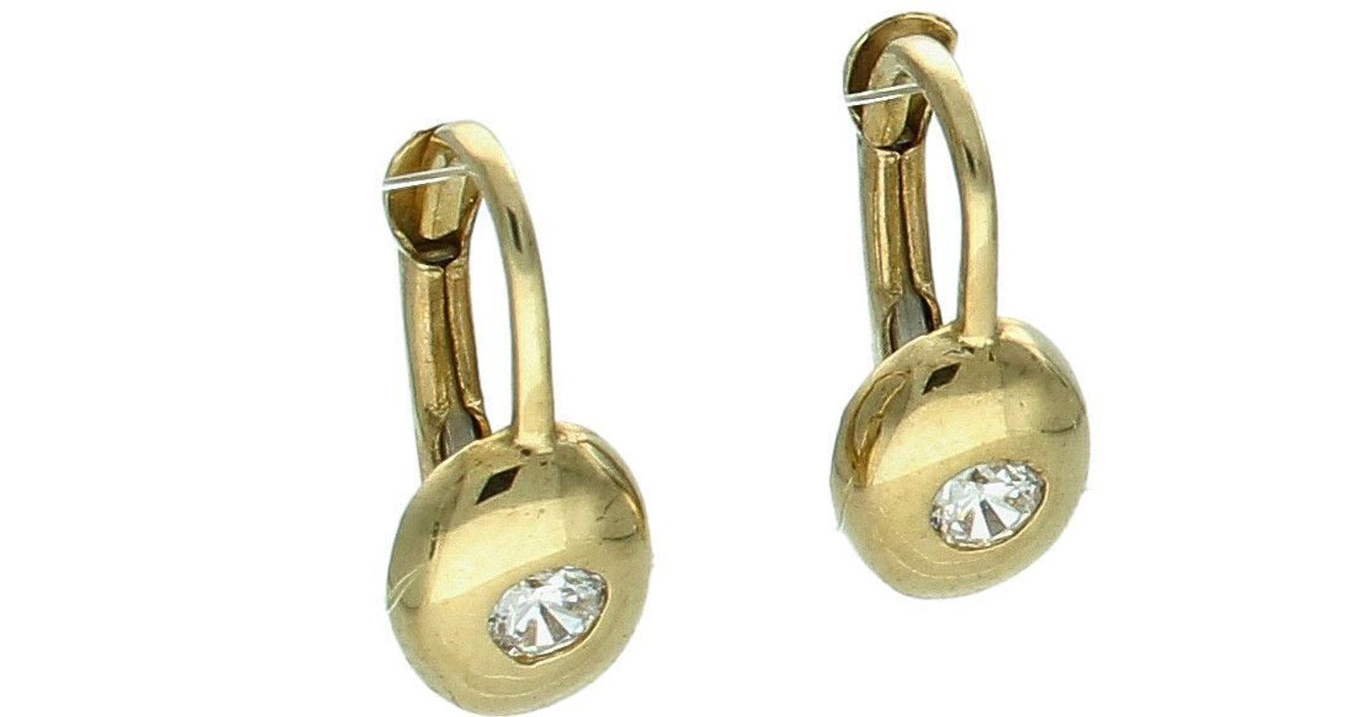 Złote kolczyki 333 z pojedynczą cyrkonią DIA-KLC-1578-333.jpg