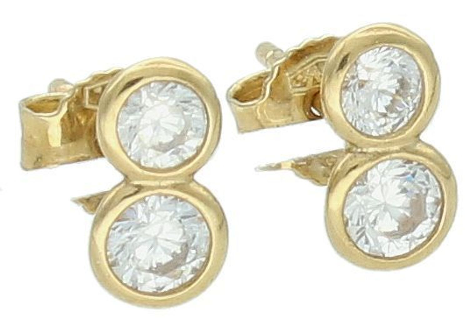 Kolczyki złote dwie cyrkonie pr 333, DIA-KLC-1606-333.jpg