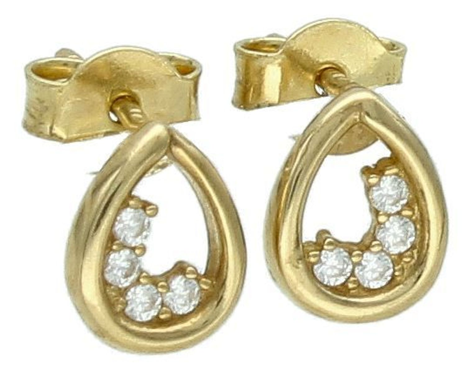 Kolczyki złote łezki zdobione cyrkonią pr 333, DIA-KLC-1612-333 Subtelne i eleganckie złote kolczyki w kształcie łezki, ozdobione lśniącą cyrkonią, to doskonały wybór dla kobiet ceniących 1.jpg