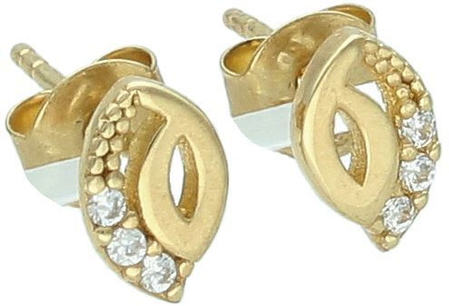 Złote kolczyki wkrętki poziome łezki ozdobione cyrkoniami DIA-KLC-1622-333.jpg