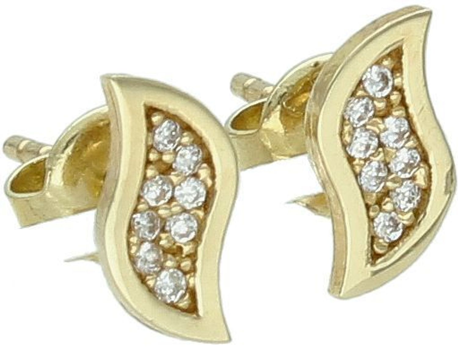 Kolczyki złote fale z cyrkoniami pr 333, DIA-KLC-1624-333 Delikatne i eleganckie złote kolczyki, ozdobione lśniącymi cyrkoniami, to idealny wybór dla kobiet ceniących subtelny blask i nowoczes 1.jpg