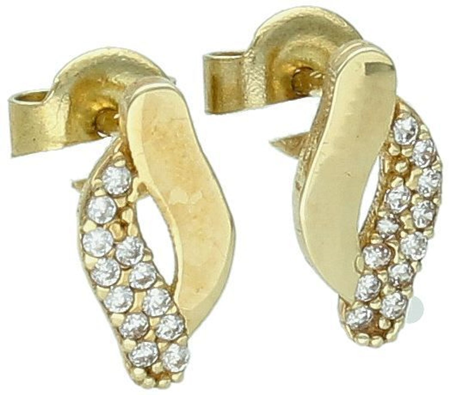 Kolczyki złote fale z cyrkoniami pr 333, DIA-KLC-1625-333 Delikatne i eleganckie złote kolczyki, ozdobione lśniącymi cyrkoniami, to idealny wybór dla kobiet ceniących subtelny blask 1.jpg