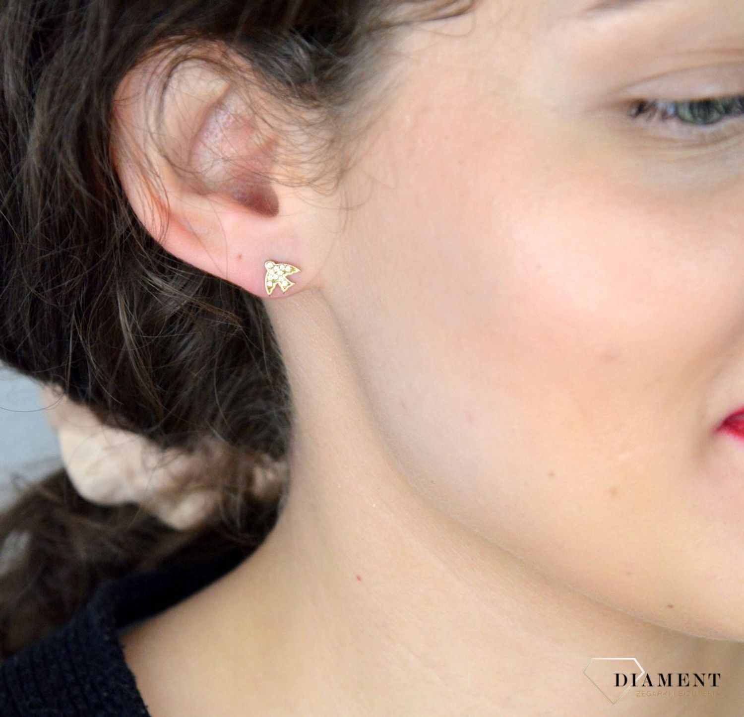 Kolczyki złote jaskółki z cyrkonią pr 333, DIA-KLC-1647-333.jpg