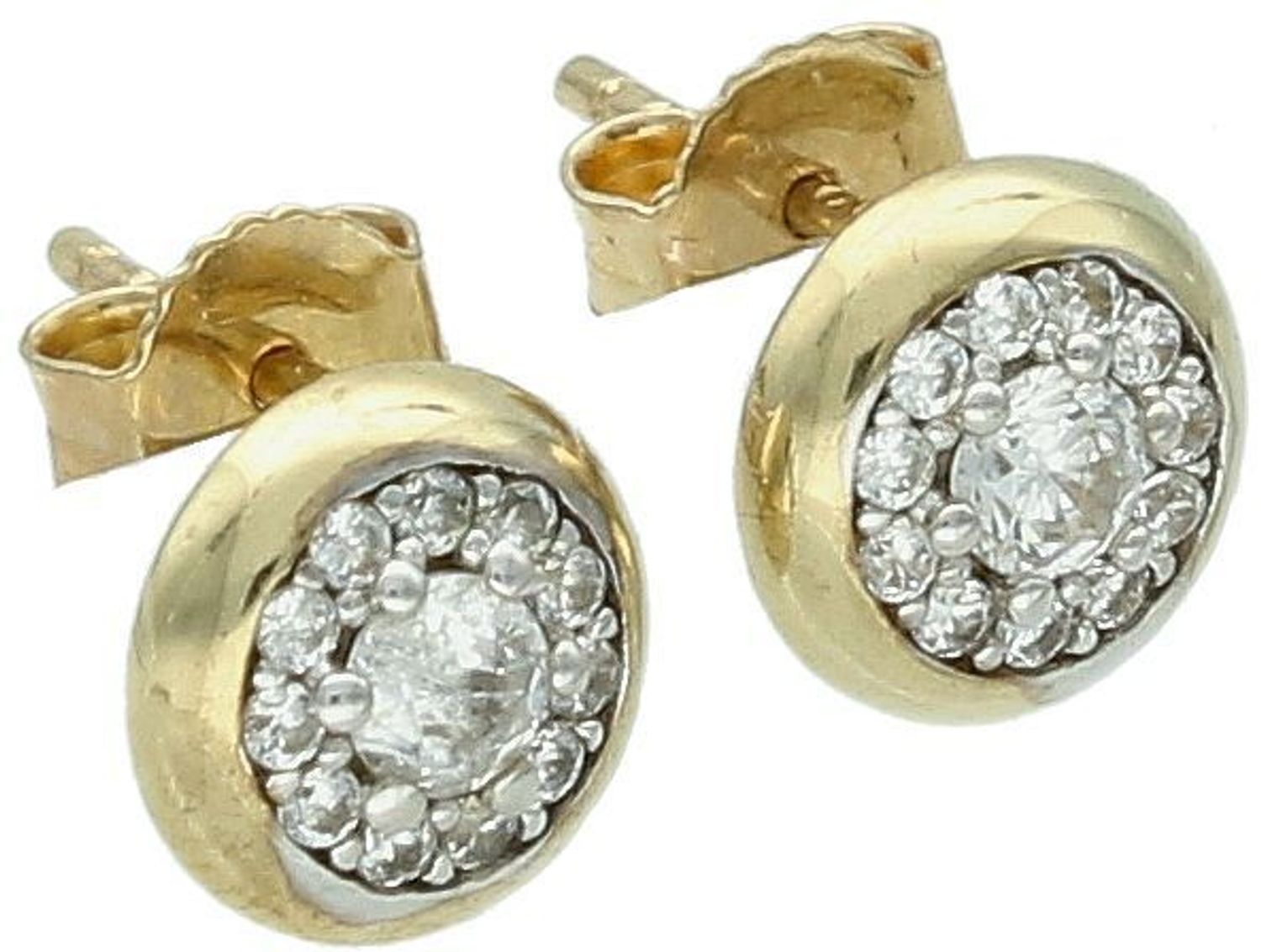 Kolczyki złote okrągłe z cyrkoniami pr 333, DIA-KLC-1668-333 Stylowe i ponadczasowe złote kolczyki o okrągłym kształcie, ozdobione lśniącymi cyrkoniami, to elegancki dodatek, który doskonale 1.jpg