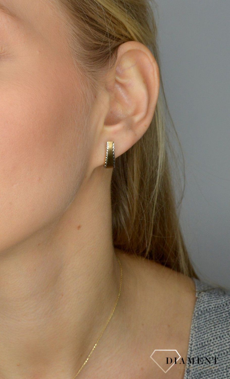 Złote kolczyki 333 połączenie białego i żółtego złota DIA-KLC-1670-333 💎 Złote kolczyki wykonane z najwyższej jakości złota próby 333.jpg