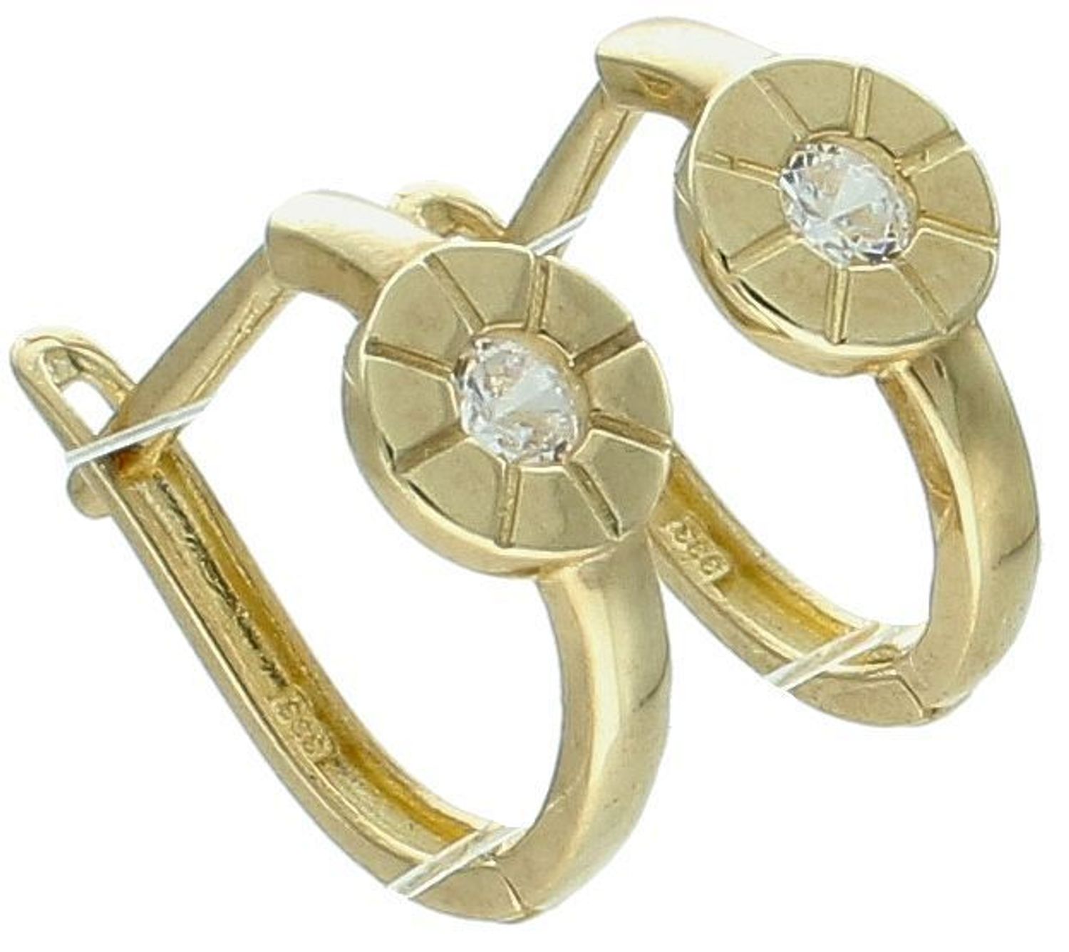 Kolczyki zap.ang. kółeczko z cyrkonią pr 333, DIA-KLC-1671-333 Złote kolczyki kółeczka z cyrkonią – subtelna klasyka. Eleganckie i delikatne kolczyki wykonane ze złota próby 333.1.jpg