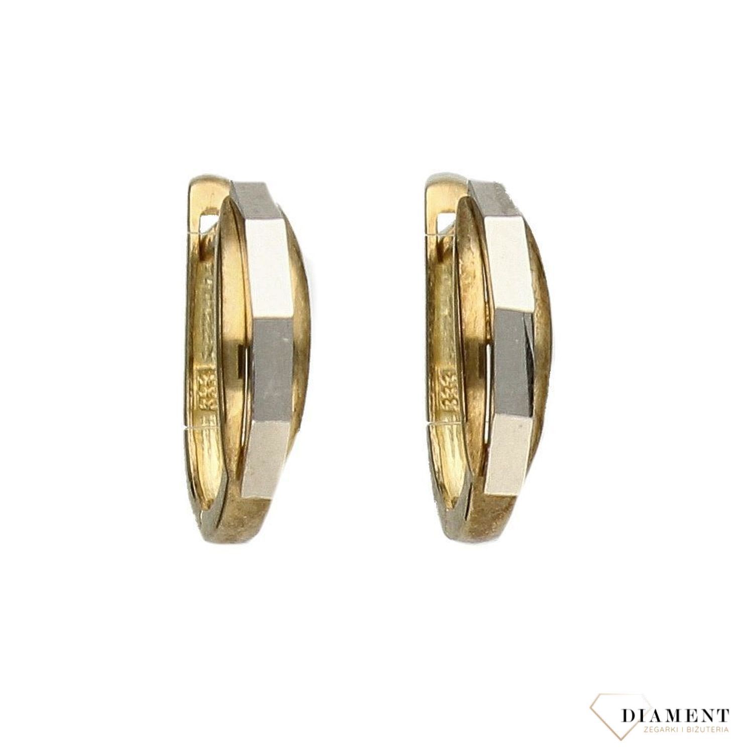 Złote kolczyki 333 połączenie białego i żółtego złota DIA-KLC-1675-333 💎.jpg