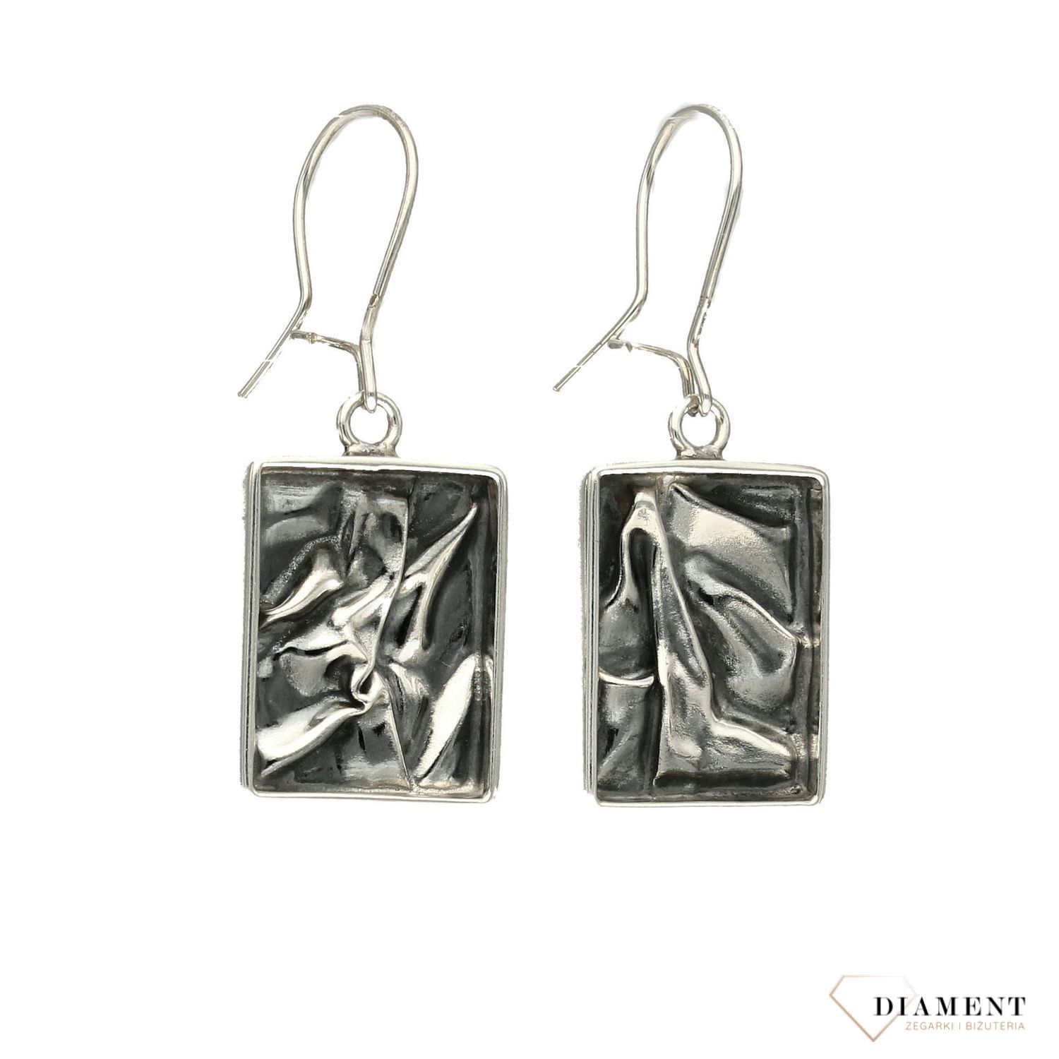 Srebrne kolczyki na bigiel gniecione blaszki DIA-KLC-1710-925.jpg
