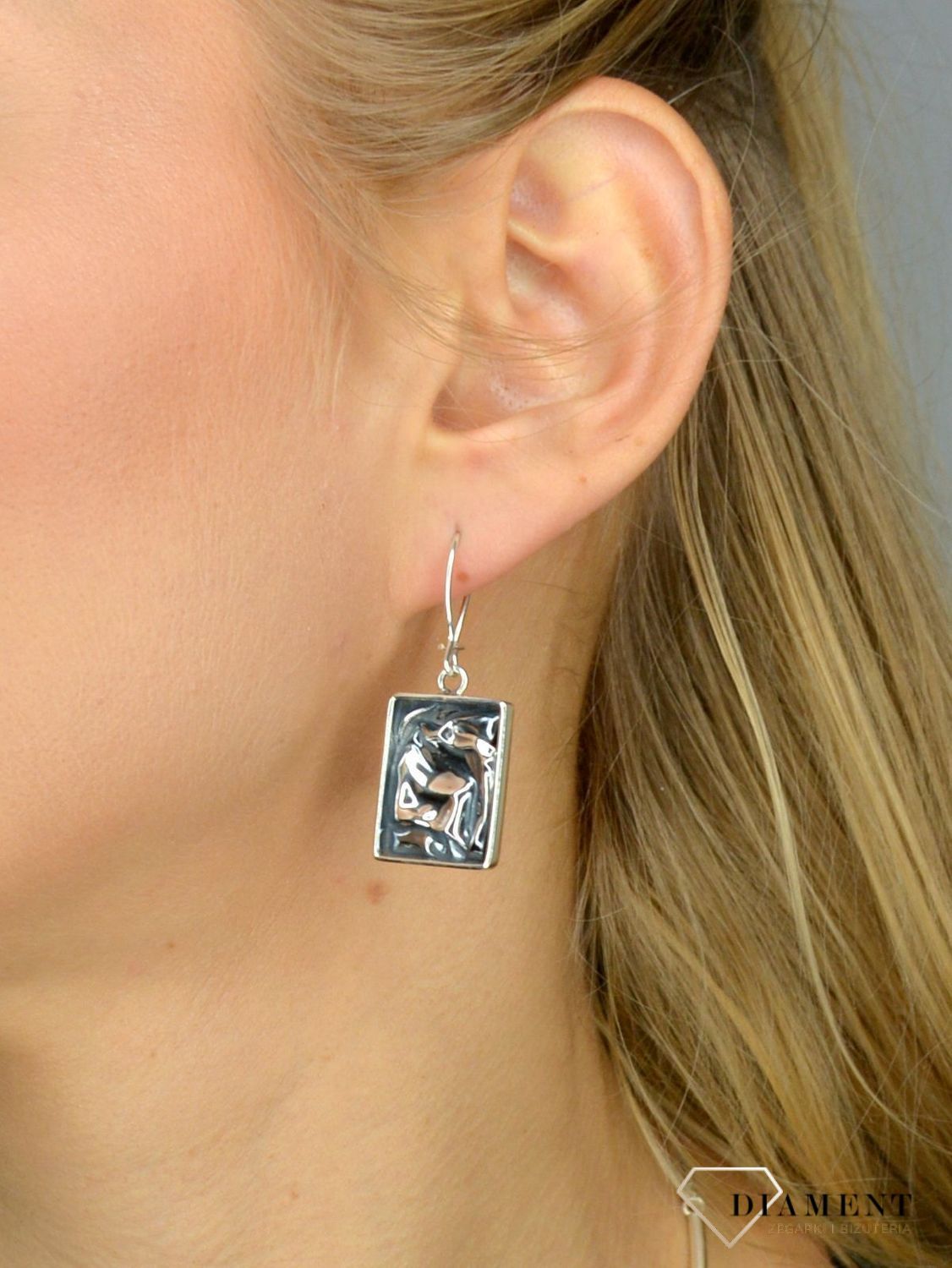 Srebrne kolczyki na bigiel gniecione blaszki DIA-KLC-1710-925.jpg