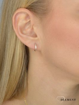 Złote kolczyki koła 1,2 cm 585 ozdobione cyrkoniami DIA-KLC-1740-585 💎 Złote kolczyki wykonane z najwyższej jakości złota próby 585 💎 Kolczyki koła  (2).JPG