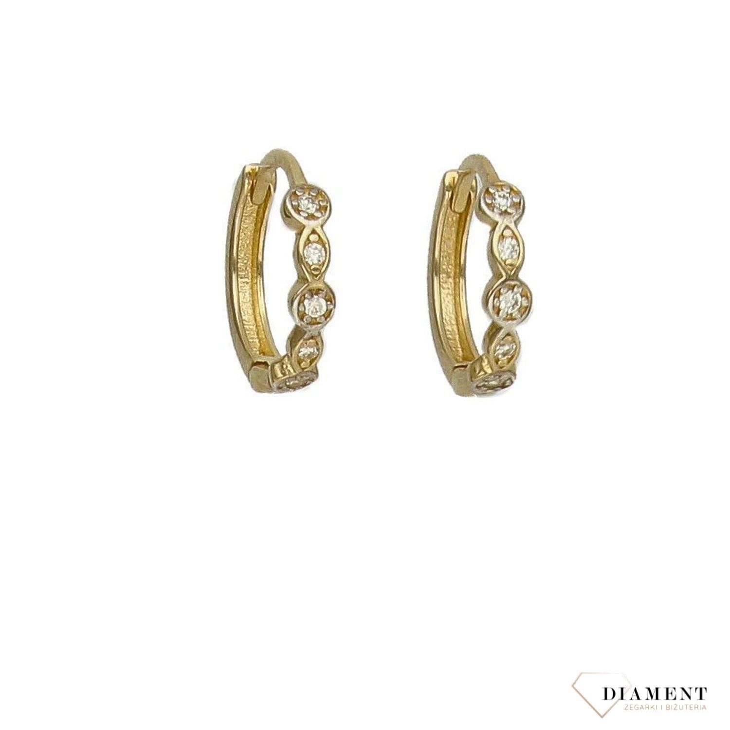 Złote kolczyki koła 1,2 cm 585 ozdobione cyrkoniami.jpg