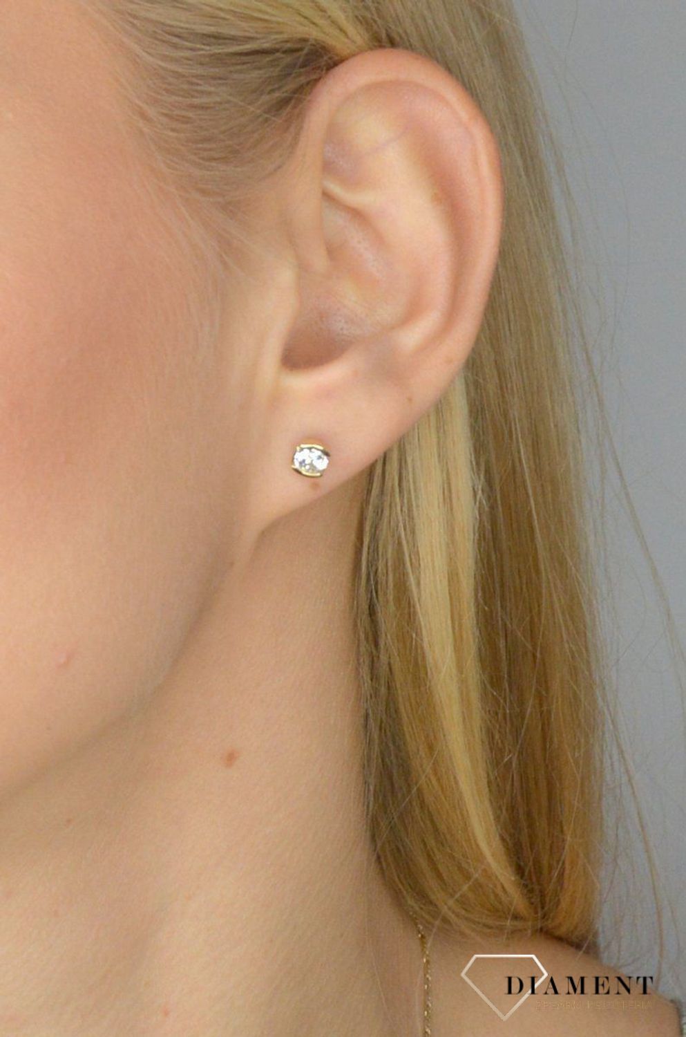 Złote kolczyki 585 cyrkonia, klasyczne piękno DIA-KLC-1742-585.jpg