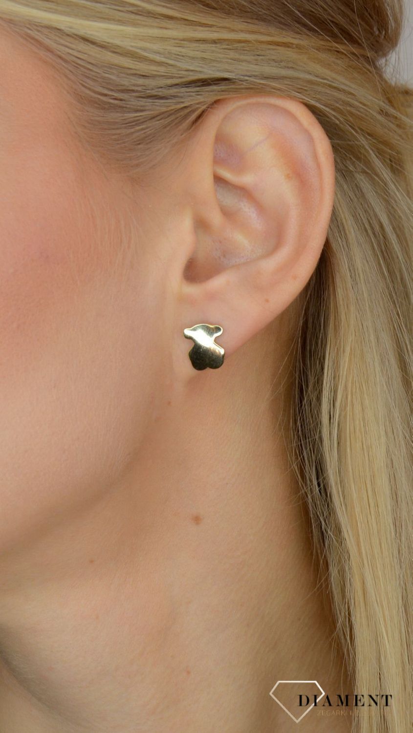 Złote kolczyki wkrętki 585 misie Tousy DIA-KLC-1744-585.jpg