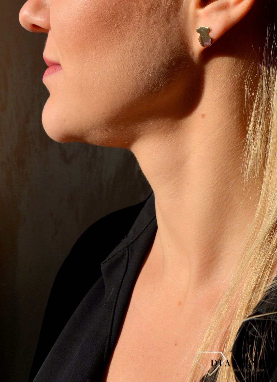 Złote kolczyki wkrętki 585 misie Tousy DIA-KLC-1744-585.jpg