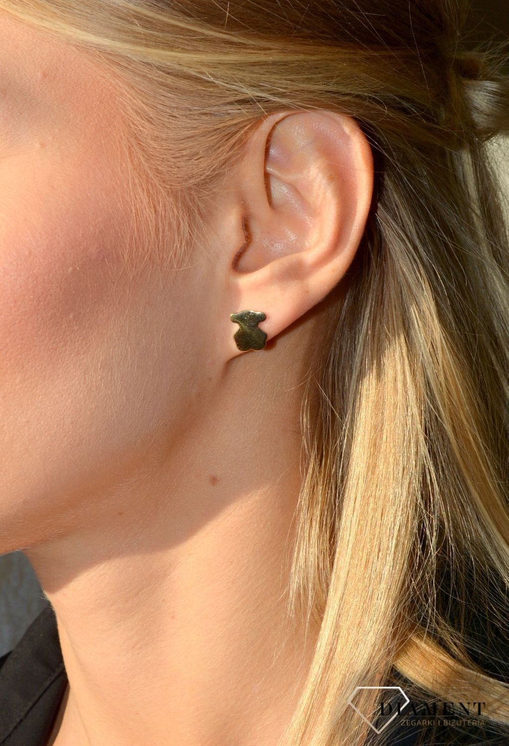 Złote kolczyki wkrętki 585 misie Tousy DIA-KLC-1744-585.jpg