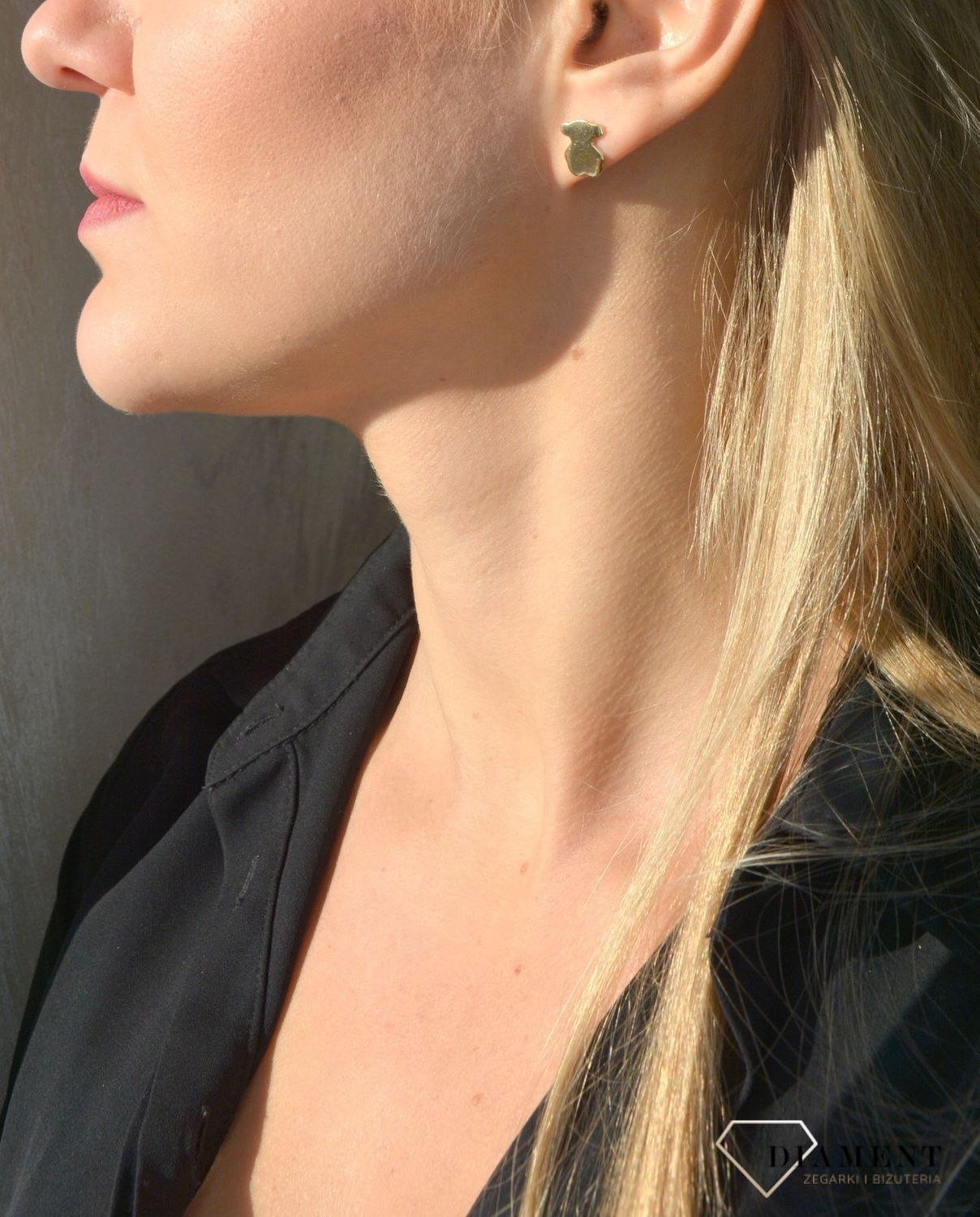 Złote kolczyki wkrętki 585 misie Tousy DIA-KLC-1744-585.jpg