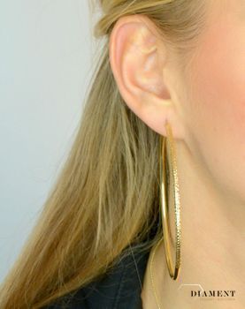 Duże złote kolczyki 585 koła 8 cm DIA-KLC-1750-585 💎 Duże złote kolczyki koła o średnicy 8,3 cm 💎 Kolczyki koła wykonane z najwyższej jakości złota próby 585 (7).JPG
