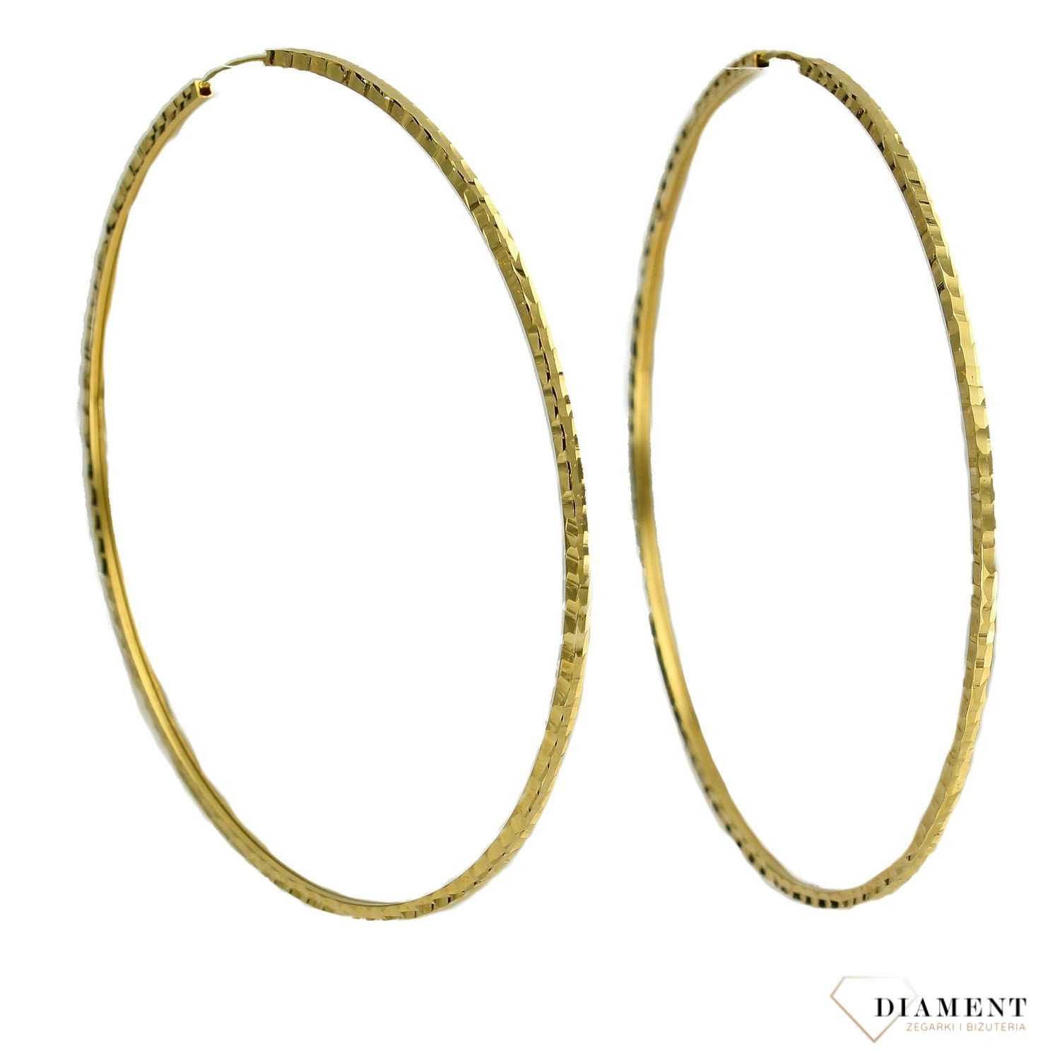 Duże złote kolczyki koła grawerowane 585 6,5 cm DIA-KLC-1751-585.jpg