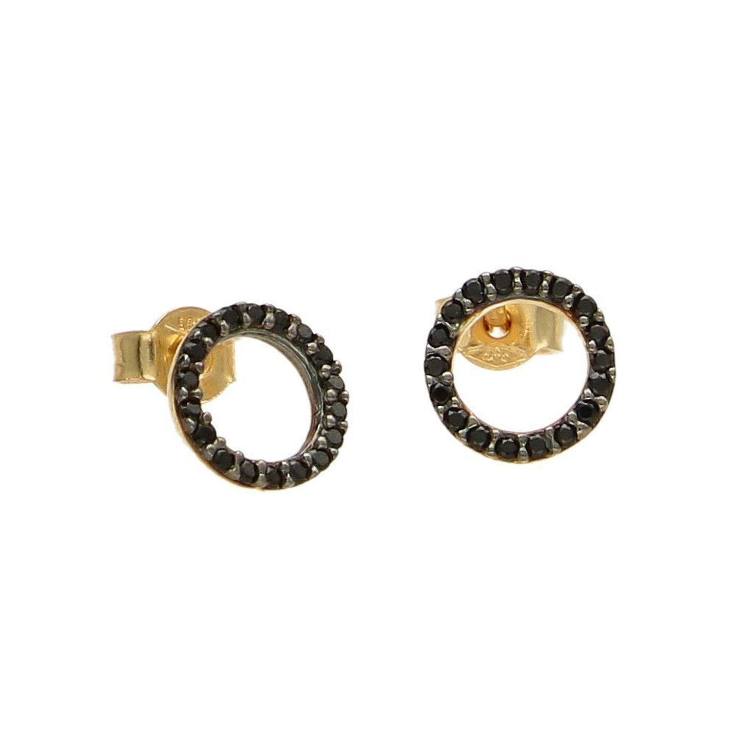 Kolczyki złote 585 obrączki z czarnymi cyrkoniami DIA-KLC-1752-585.jpg