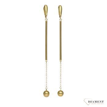 Złote kolczyki wiszące 585 długa kulka 9 cm DIA-KLC-1755-585.jpg