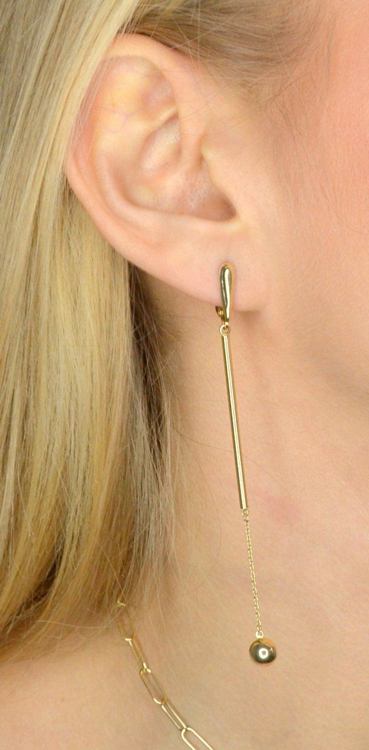 Złote kolczyki wiszące 585 długa kulka 9 cm DIA-KLC-1755-585.jpg