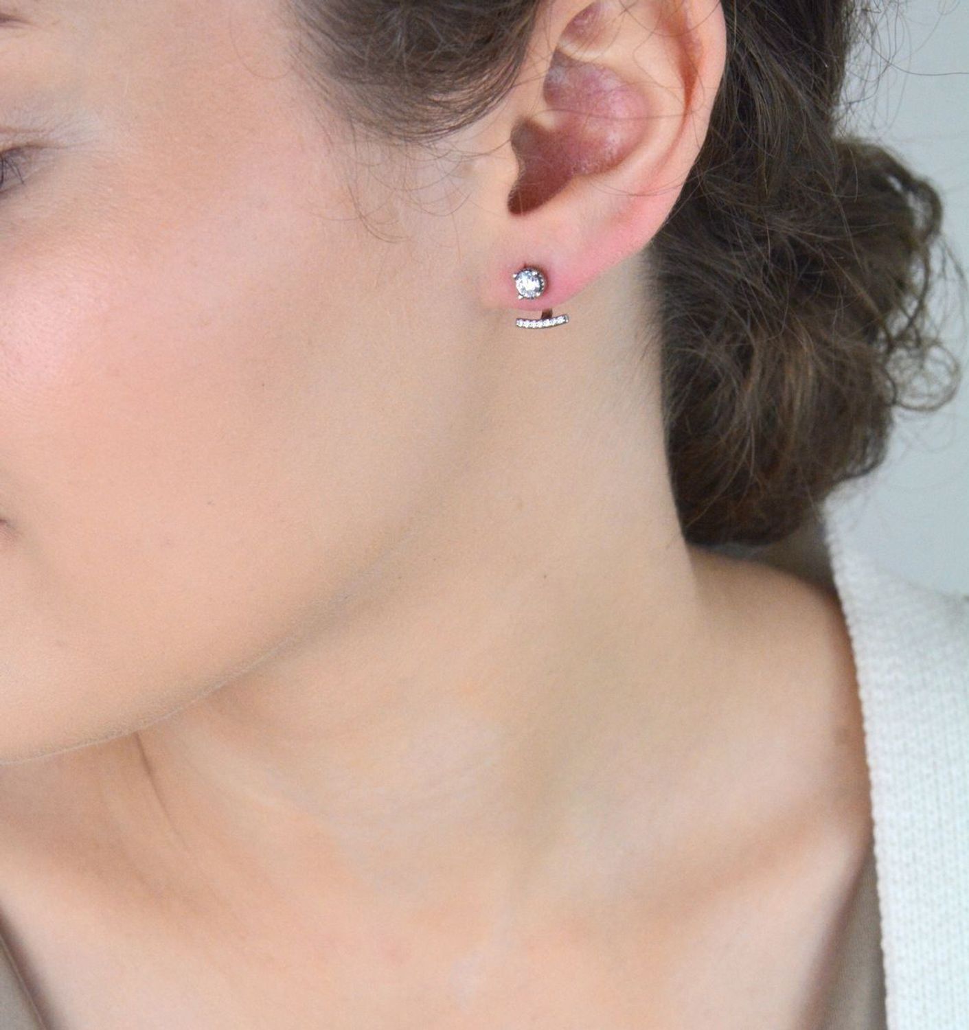 Srebrne kolczyki nowoczesne z cyrkonią DIA-KLC-2003-925 – srebro 925, 2 w 1.jpg