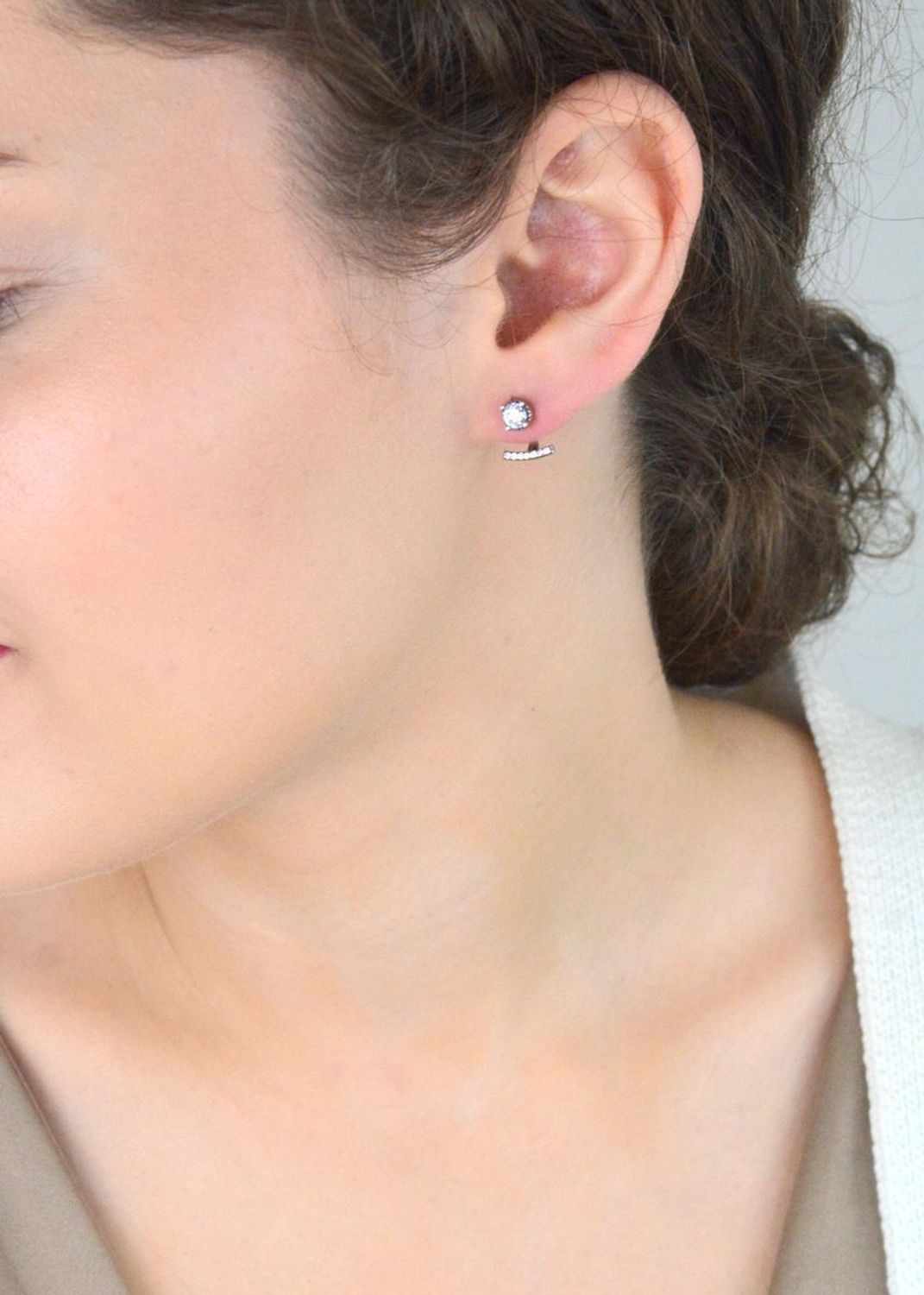 Srebrne kolczyki nowoczesne z cyrkonią DIA-KLC-2003-925 – srebro 925, 2 w 1.jpg