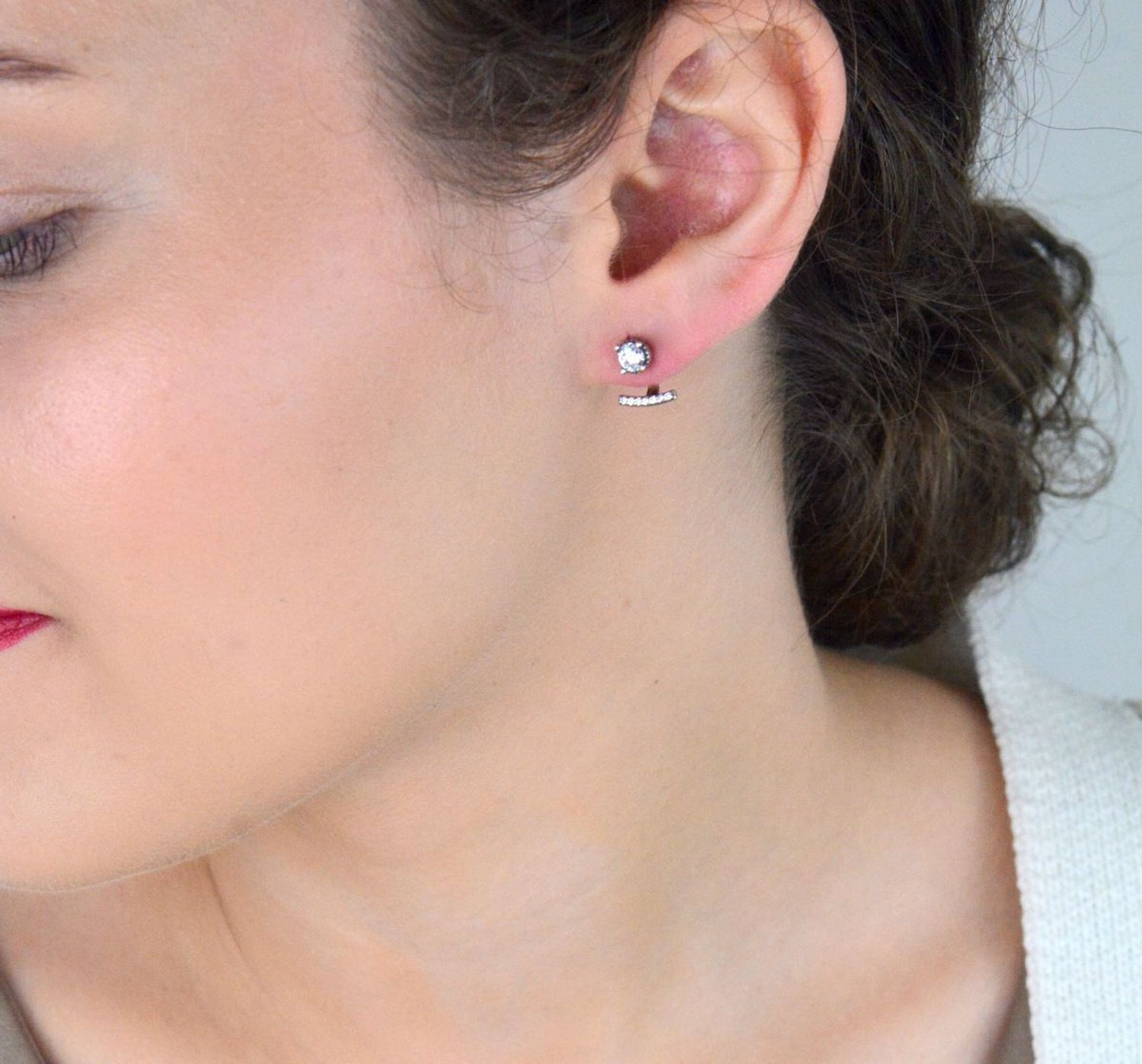 Srebrne kolczyki nowoczesne z cyrkonią DIA-KLC-2003-925 – srebro 925, 2 w 1.jpg